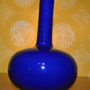 Vintage Glass Vase Blue 70s Retro Mid Century Mid Century