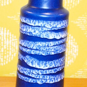 Vintage Vase Blue Ceramic by Scheurich Model 205 /32 Mid Century Space Age Retro WGK Fat Lava OP Art Shabby Chic Country Style