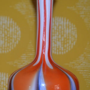 Vintage Vase by Opaline Florence White/Orange/Blue 70s Design Classic Retro Mid Century Seventies