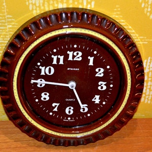 Vintage Ceramic Wall Clock by Junghans Red 70s Retro Mid Century Space Age Seventies Clock