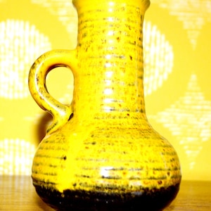 Small Vintage Ceramic Vase 70s Yellow Retro Seventies WGK WGP Country Style German Pottery