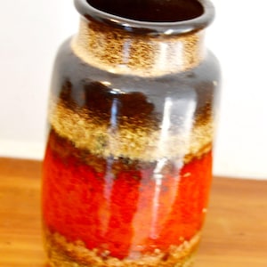 Vintage ceramic vase by Scheurich model 237/15 red/brown from the 70s Red Retro Mid Century Shabby Chic Country House Style