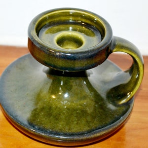 Vintage Ceramic Candlestick Green 70s Retro Mid Century Shabby Chic Country Style Candle Holder