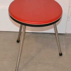 Vintage Stool Red / Black 50s Retro Mid Century Rockabilly Shabby Chic Country Style