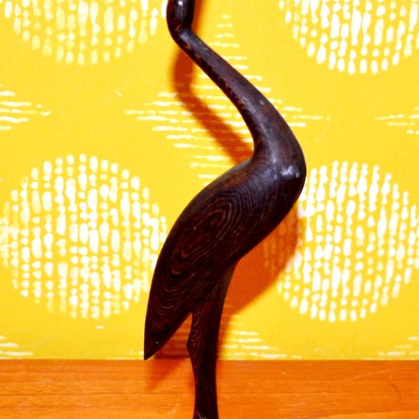 Vintage teak figurine crane Danish design wood 60s figurine decoration retro mid century Made in Denmark Mobler