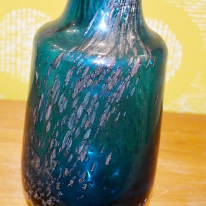 Noble heavy vintage glass vase Schott Zwiesel Heinrich Löffelhardt Blue from the 70s Retro Mid Century Space Age Modern Art