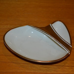 Vintage Ashtray Porcelain Gemstone Bavaria Beige / Gold 50s Rockabilly Retro Mid Century Ashtray