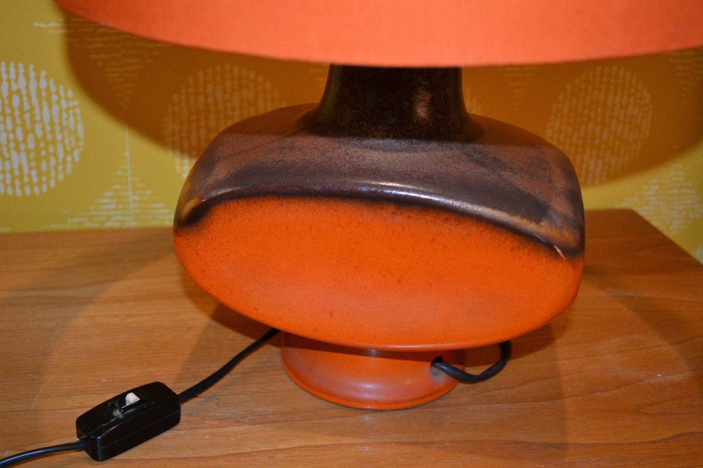 Beautiful 70s Lamp / Table Lamp by BAY Ceramic Orange From