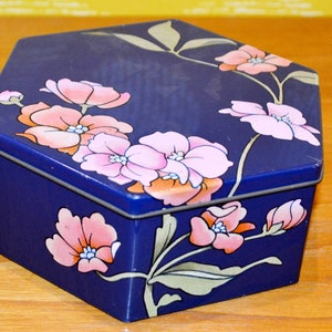 Vintage Tin Can Blue Mid Century Retro 70s Mid Century Shabby Chi Country Style