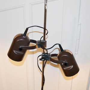 Vintage Studio Floor Lamp Seventies 70s Metal / Plastic Brown / Silver Retro Mid Century Space Age Lamp
