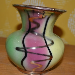 Vintage Ceramic Vase 50s Colorful Retro Mid Century Shabby Chic Country Style