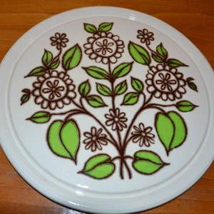 Vintage Ceramic Cake Plate Beige/Green 50s Mid Century Space Age Retro WGK WGP