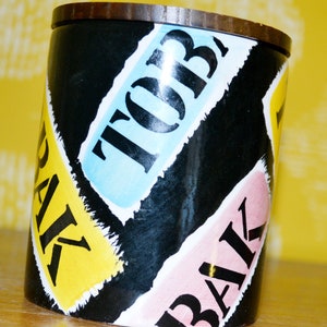 Large vintage tobacco tin by Schramberg made of ceramic from the 50s Retro Mid Century Shabby Chic Country House Style