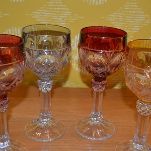 Vintage glass set overlay crystal glass overlay glass colorful Roman 50s retro mid century shabby chic country style