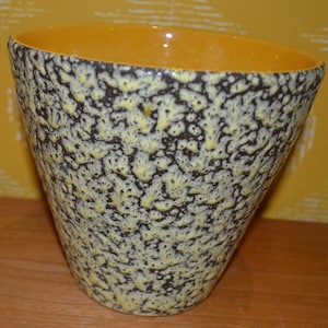 Vintage Flowerpot Ceramic Yellow Plant Pot 50s Rockabilly Retro Mid Century Shabby Chic Country Style