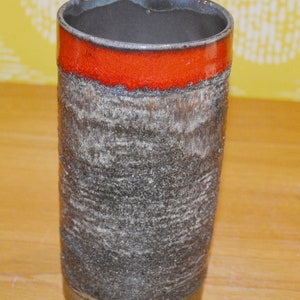 Vintage Ceramic Vase Grey/Red Retro Seventies Mid Century Space Age 70s WGK Shabby Chic Country Style