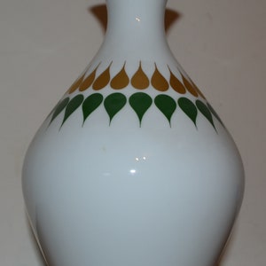 Vintage porcelain vase white 50s green gold