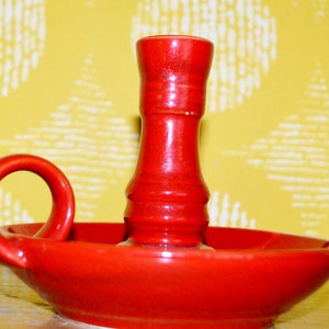 Vintage candlestick red ceramic by Schramberg WGK Seventies Mid Century Retro 70s
