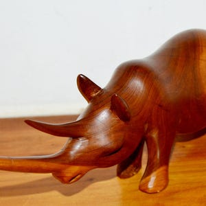 Vintage teakwood figure rhino Danish design from the 60s Retro Mid Century Shabby Chic country house style