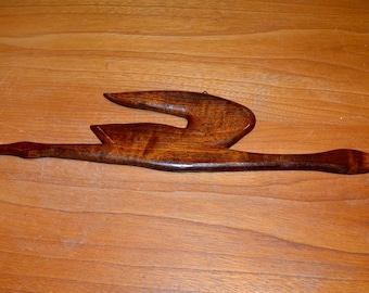 Vintage  Holz  Wand Deko Kranich   Retro Mid Century Shabby Chic Landhausstil  70er Jahre