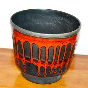 Vintage Planter 70s Flowerpot Orange/Brown Ceramic Mid Century Retro