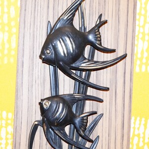 Vintage wall picture 60s fish scalare wood plastic design classic fifties rockabilly retro mid century shabby chic