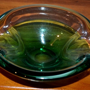 Beautiful large 70s vintage ashtray glass blue/green ashtray smokers lounge retro mid century