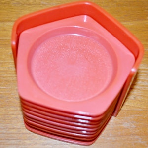 Beautiful vintage coasters IRA Design Made in Denmark plastic orange 70s Mid Century Retro Danish Design Space Age