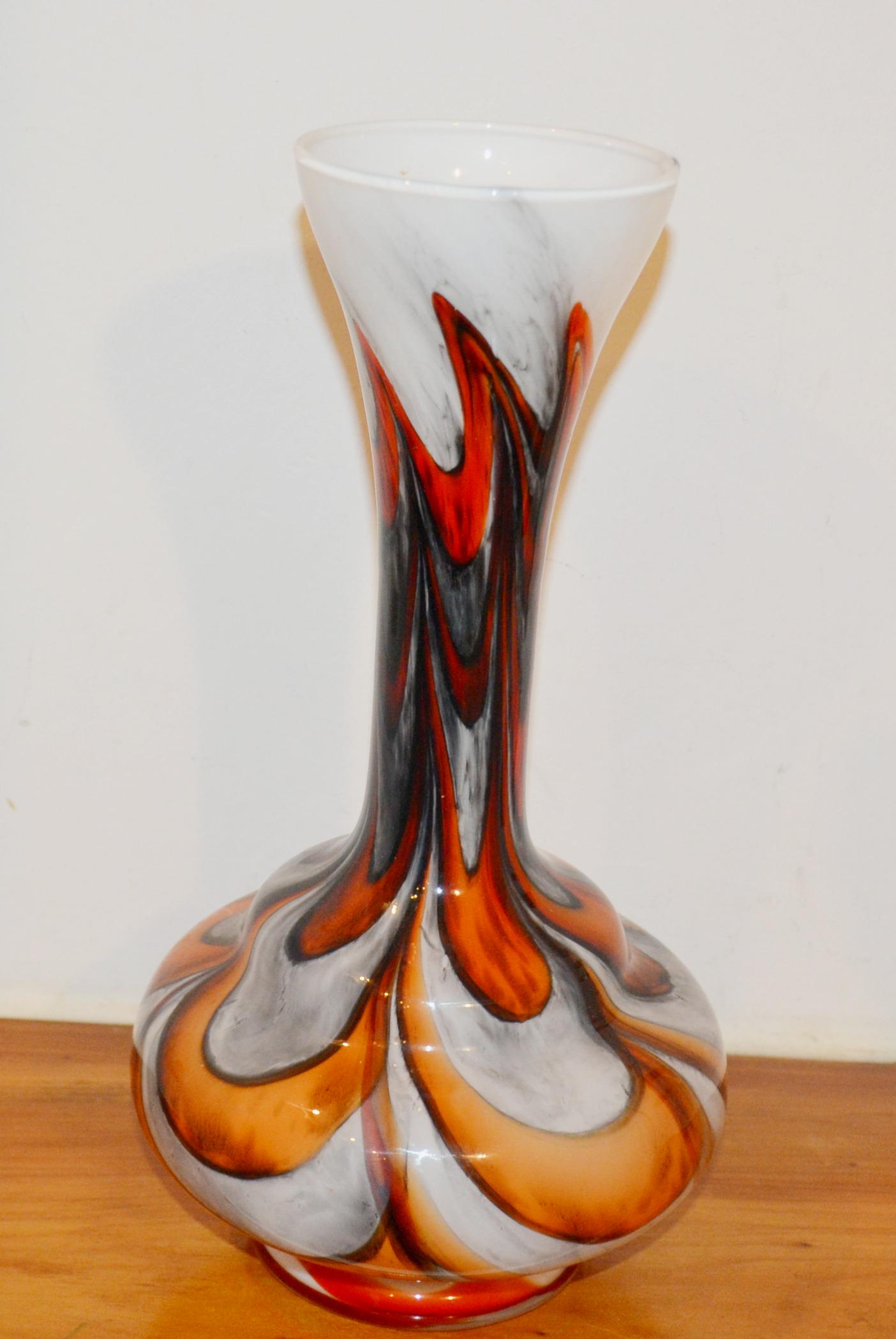 ヴィンテージ花瓶 オレンジ オパリン 70年代 宇宙時代デザイン レトロ