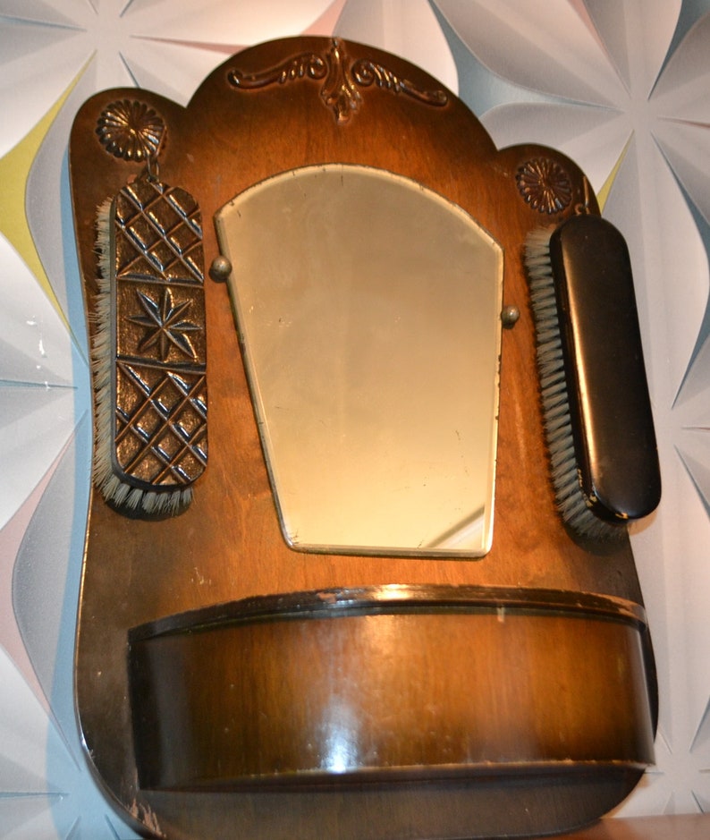 True Vintage Mirror Hallway Decoration Amatur Wood Nostalgia Shelf