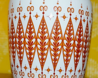 Vintage Ceramic Vase White /Brown 60s Retro Mid Century Shabby Chic Country Style