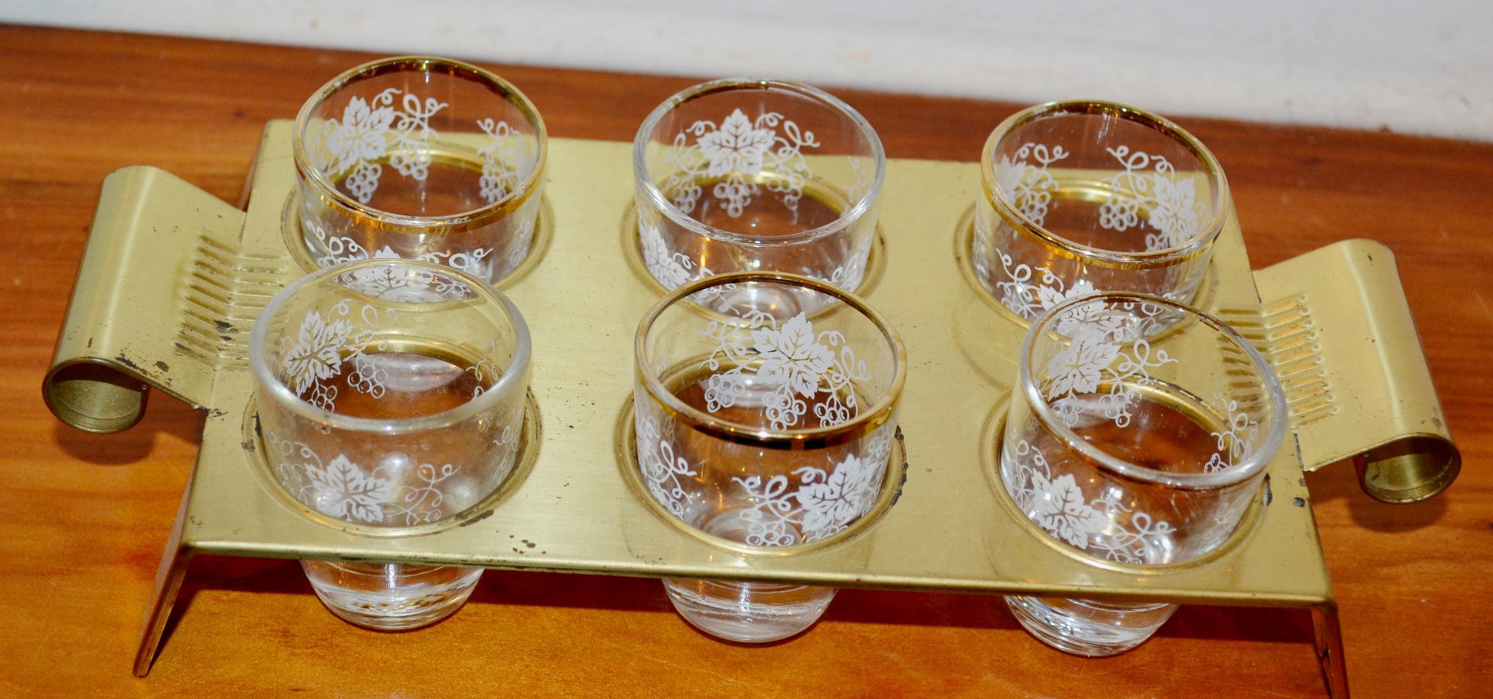 美しい50年代のヴィンテージガラスセット、レトロミッドセンチュリー