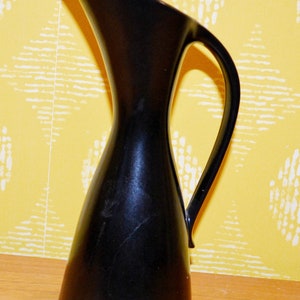 Beautiful black ceramic vase years retro mid century shabby chic country style