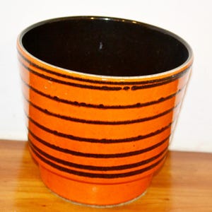 Vintage Planter Ceramic 70s Flowerpot Orange/Brown Plant Pot Retro Mid Century Shabby Chic Country Style Seventies