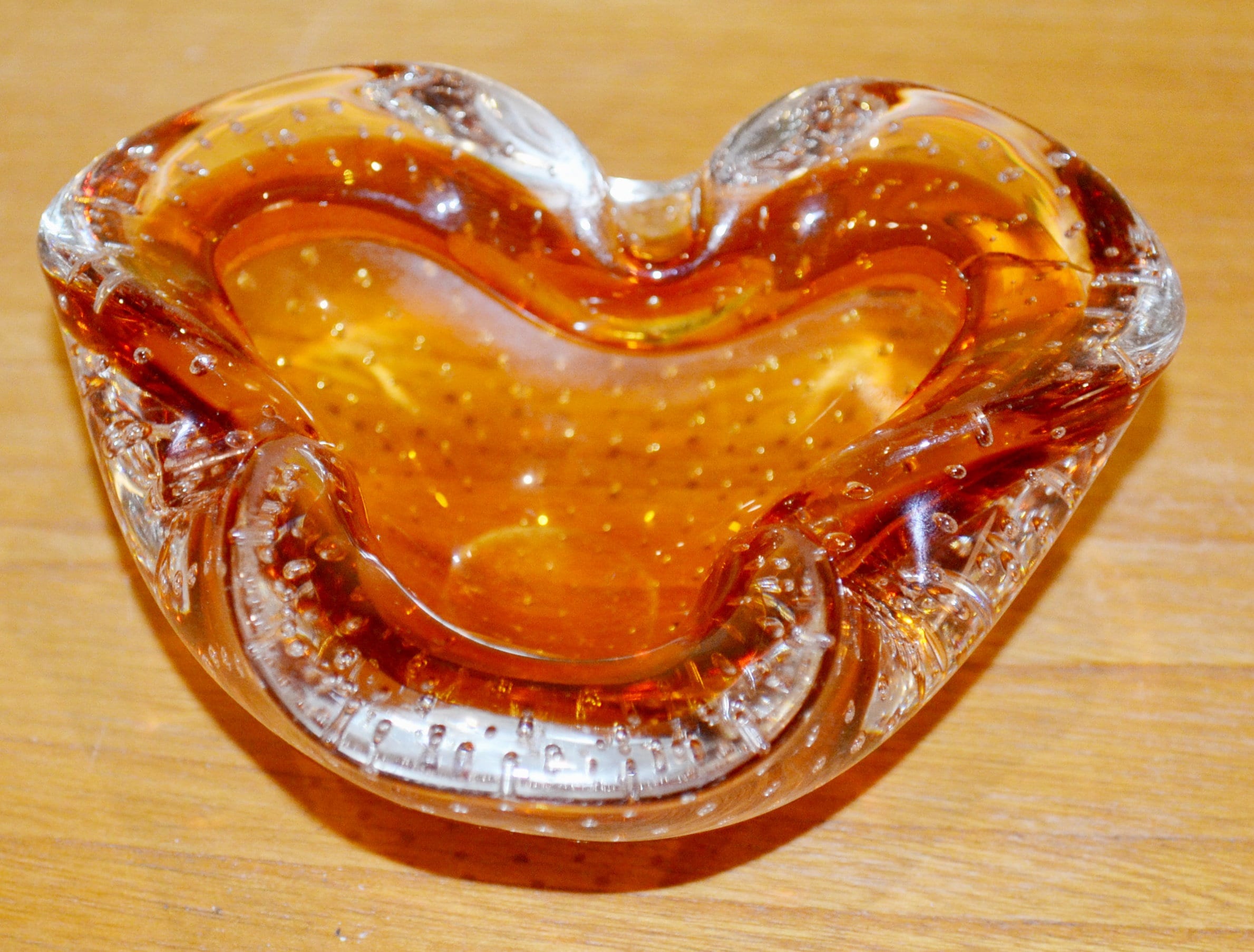 Beautiful Glass Ashtray From the 70s Orange/brown Ashtray Mid