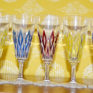 Vintage Glass Set Colorful Fifties 50s Rockabilly Retro Mid Century Shabby Chic Country Style