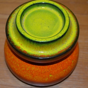 Vintage ceramic candlestick orange/yellow 70s WGK retro mid century shabby chic country style candle holder