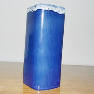 Vintage ceramic vase by Scheurich blue 70s retro mid century shabby chic country house style West Germany