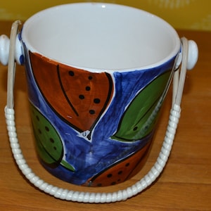 Vintage table ice container ceramic by Schramberg white / blue 50s Rockabilly Retro Mid Century Shabby Chic country style