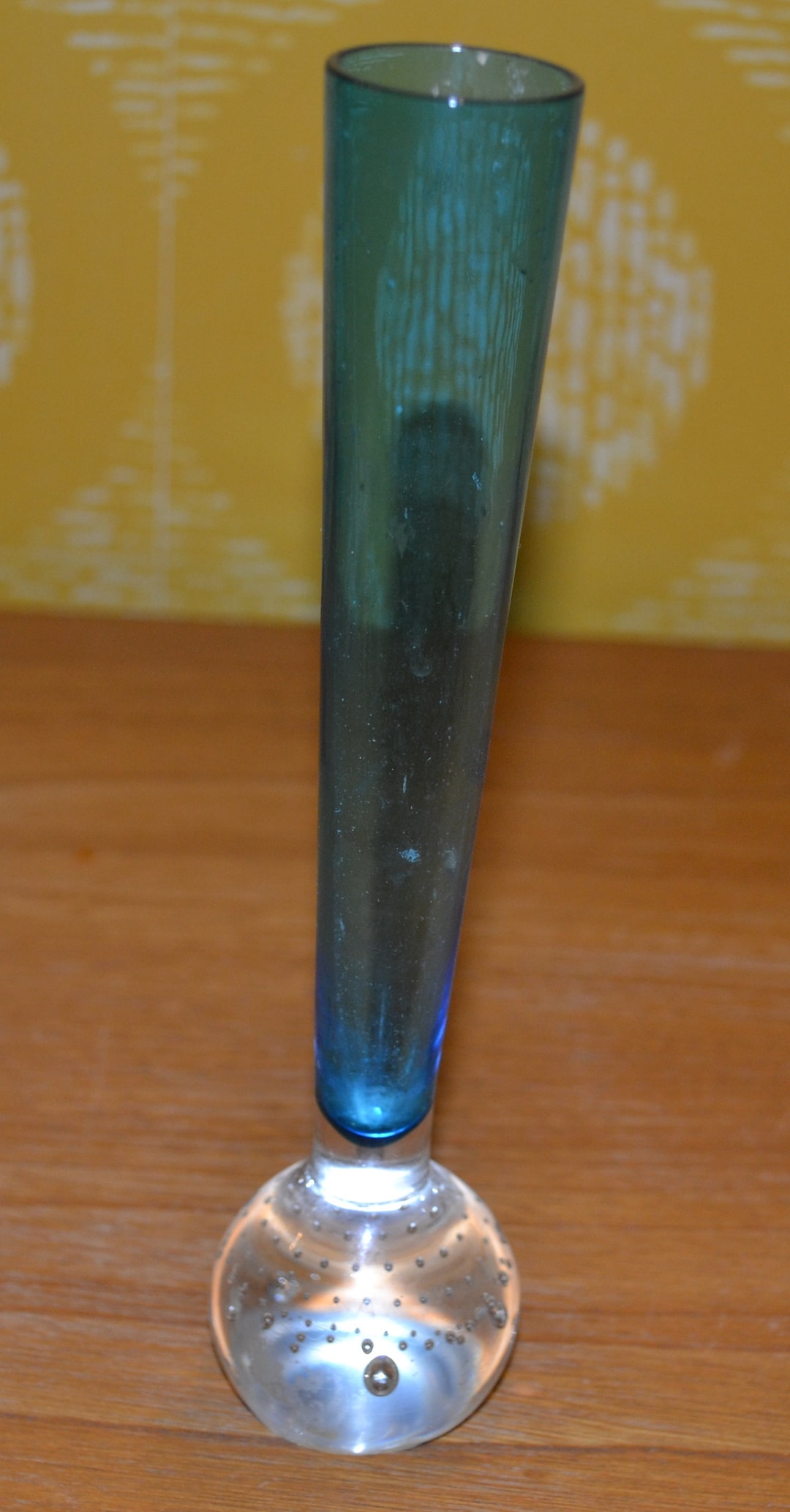 Vintage Vase Bubble Glass Solitaire Bubbles 60s 70s Blue Seventies ...