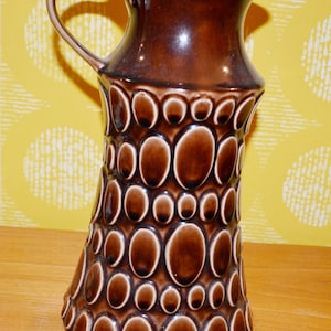 Beautiful vintage ceramic vase by Jasba from the 70s brown model 603 13/35 Seventies Space Age Mid Century Shabby Chic country house style