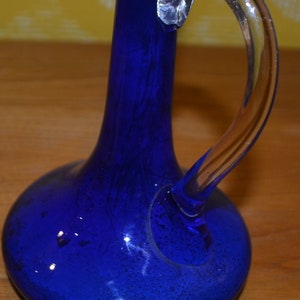 Vintage Glass Vase Blue 70s OP Art Seventies Retro Mid Century WGK WGP Shabby Chic Country Style