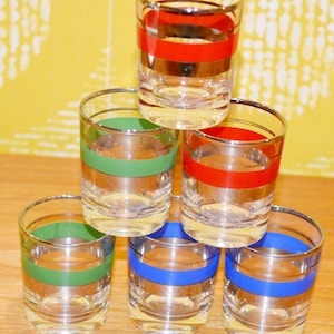 Vintage Glasses Set 70s Seventies Retro Mid Century Shabby Chic Country Style