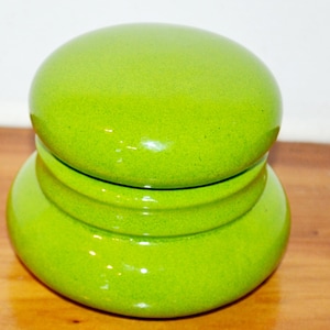 Vintage ceramic lidded jar green 70s ceramic Mid Century WGK Shabby Chic country style