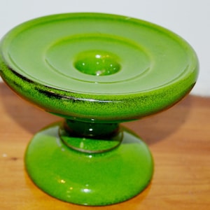 Vintage Ceramic Candlestick Green 70s Retro Mid Century Shabby Chic Country Style Candle Holder
