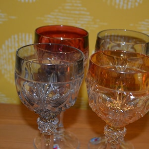 Vintage glass set Römer overlay crystal glass overlay glass colorful 50s retro mid century shabby chic country style