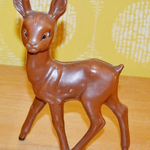 Beautiful vintage plastic figure deer Bambi brown 50s retro mid century shabby chic fifties shabby chic