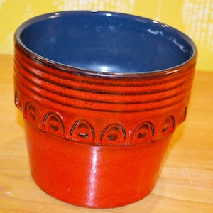 Vintage planter 70s flowerpot ceramic red/blue plant pot WGK Mid Century Retro Shabby Chic country style