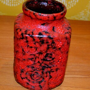 Vintage Ceramic Vase Red/Orange 70s Retro Mid Century WGK Seventies Shabby Chic Country Style