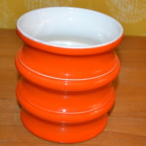 Vintage ceramic vase by Schramberg orange/white 70s space age design retro mid century seventies shabby chic country style